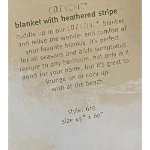 Barefoot Dreams Cozy Chic Throw Blanket  40"x60" Ivory Gray Stripe, Style 619 - Picture 9 of 9